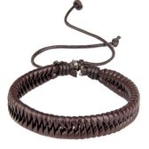 Fako Bijoux® - Leren Armband - Leder - Snake - Bruin