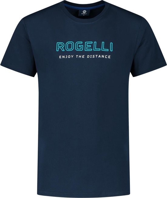 Rogelli Logo T-Shirt Sportshirt - Korte Mouwen - Heren - Marine - Maat M