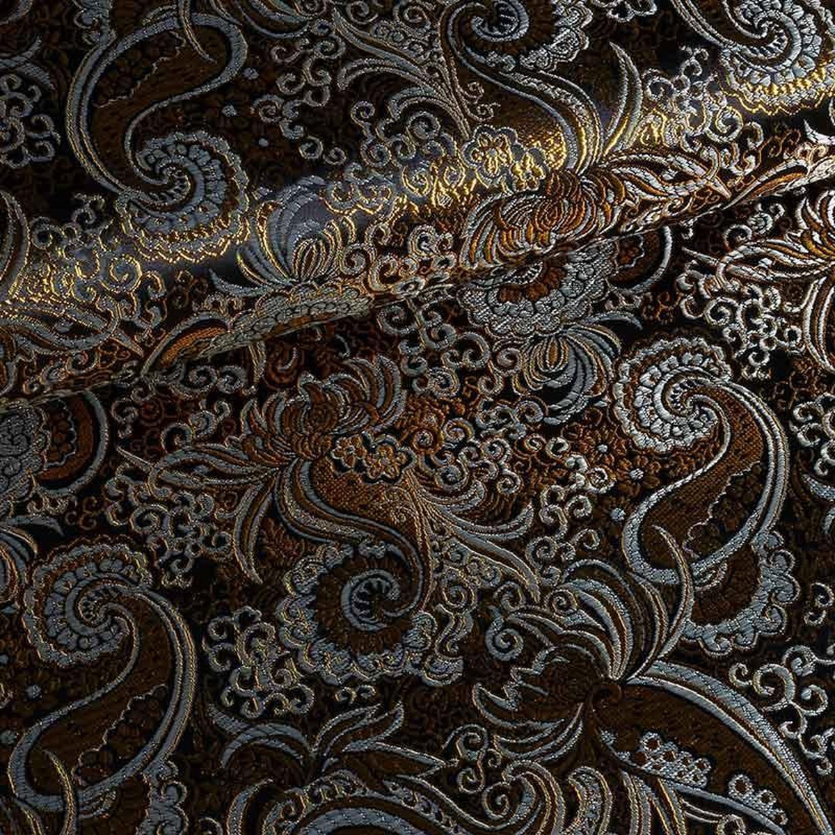Funkytex Jacquard paisley zwart/goud Lurex 3 meter