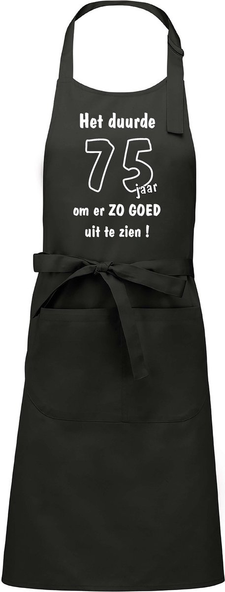 Mijncadeautje - Keukenschort - BBQ schort - Het duurde 75 jaar - chique grijs