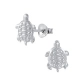 Joy|S - Zilveren schildpad oorbellen 8 x 10 mm