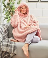 Fleece deken met mouwen - Fleece plaid - Fleece vest dames - Hoodie Blanket - Oversized Hoodie - Deken met mouwen - oversized cosy - Fleece Deken - Hoodie deken - Roze