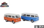 2 Volkswagenbussen 11 x 4.5 x 5 cm blauw en oranje.