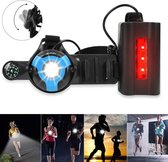 HN® Hardloop verlichting blauw - Drie standen voor -en achter licht - 90° verstelbare straal - Loopband - USB oplaadbare en waterdichte borstlamp - Veiligheidsvest