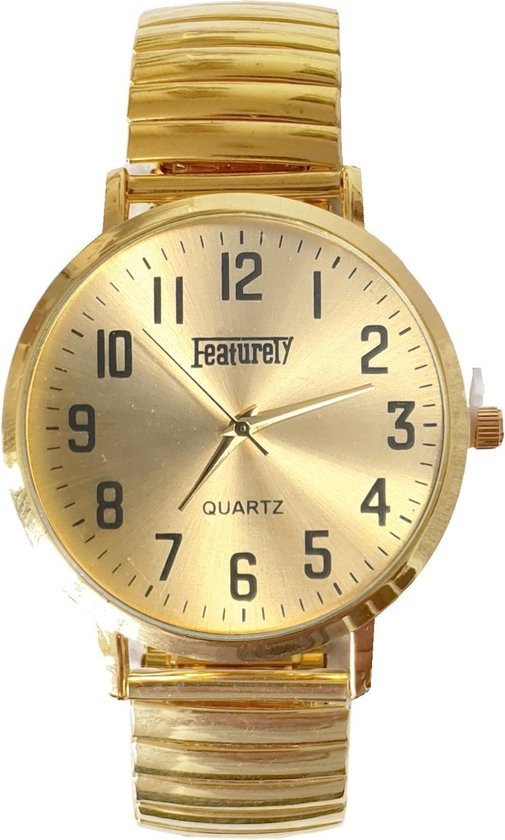 Fako® - Horloge - Rekband - Featurely - Ø 40mm - Goudkleurig