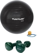 Tunturi - Fitness Set - Vinyl Dumbbell 2 x 2 kg  - Gymball Zwart 75 cm