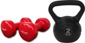 Tunturi - Fitness Set - Vinyl Dumbbell 2 x 3 kg - Kettlebell 2 kg