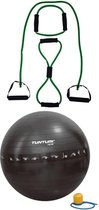 Tunturi - Fitness Set - Tubing Set Groen - Gymball Zwart met Anti Burst 75 cm