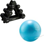 Tunturi - Fitness Set - Tunturi Fitnessbal 25 cm & Dumbbell Opbergrek incl Dumbbells