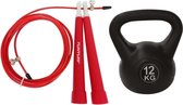 Tunturi - Fitness Set - Springtouw Rood - Kettlebell 12 kg