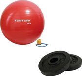 Tunturi - Fitness Set - Halterschijven 2 x 1,25 kg - Gymball Rood 65 cm