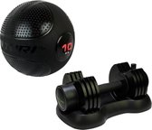 Tunturi - Fitness Set - Verstelbare Dumbbellset 12,5 kg - Slam Ball 10 kg