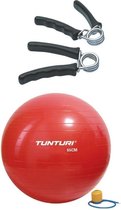 Tunturi - Fitness Set - Knijphalters 2 stuks - Gymball Rood 65 cm
