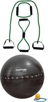 Tunturi - Fitness Set - Tubing Set Groen - Gymball Zwart met Anti Burst 90 cm