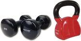 Tunturi - Fitness Set - Vinyl Dumbbell 2 x 5 kg - Kettlebell 10 kg