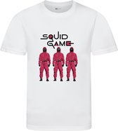 Squid Game Soldiers - Squid Game T-shirt - T-shirt kinderen - Maat 152/158 - 12-13 jaar - T-shirt wit korte mouw - Geïnspireerd door Squid Game