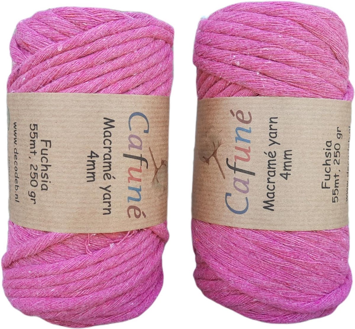 Cafuné Macrame Garen-Fuchsia-4mm–55 meter-Uitkambaar-Gerecycled katoen-Koord-Touw-Dromenvanger-Wandtapijt