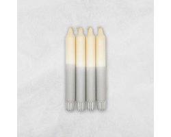 MingMing - Milkshake x Cool Grey - Dip Dye Kaarsen - set van 4 - handgemaakte kaarsen - dinerkaarsen