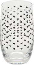 Clayre & Eef Waterglas Ø 7*13 cm / 320 ml Transparant Glas Hartjes Drinkbeker Drinkglas