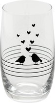 Clayre & Eef Waterglas 320 ml Transparant Glas Rond Vogels Drinkbeker Drinkglas