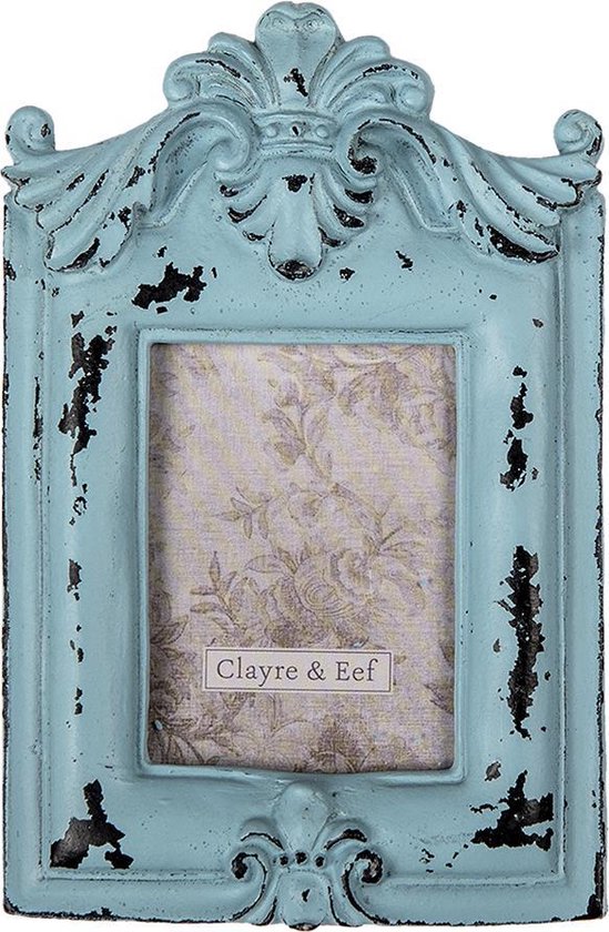 Clayre & Eef Fotolijst 5x8 cm Blauw Kunststof Rechthoek Fotokader