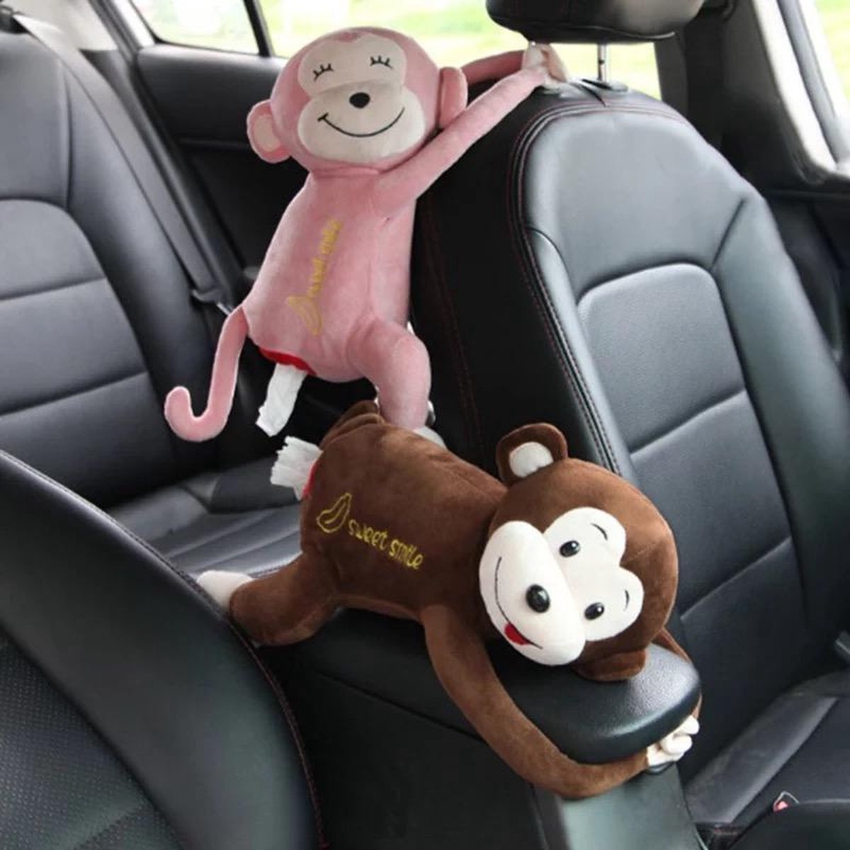 Cartoon Auto Pluche Dieren Tissue Box Leuke Kikker Tissue Box Dier Auto Tissue Papier Houder Creatieve Hangende Tissue Box Houder Dispenser voor Auto Thuis Badkamer(#2