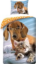 Animal Pictures Cat & Dog - Dekbedovertrek - 140 x 200 cm - Multi