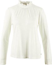 River Woods T-shirt met opstaande kraag met ruffles in wit