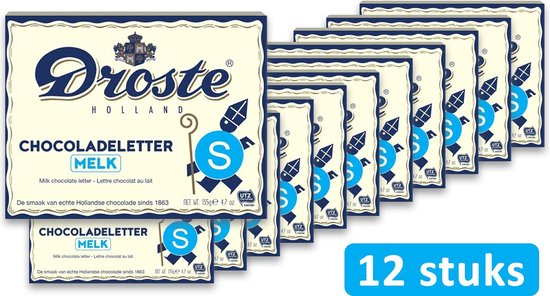 Foto: Droste chocoladeletter melk letter s 12 stuks 135 gram