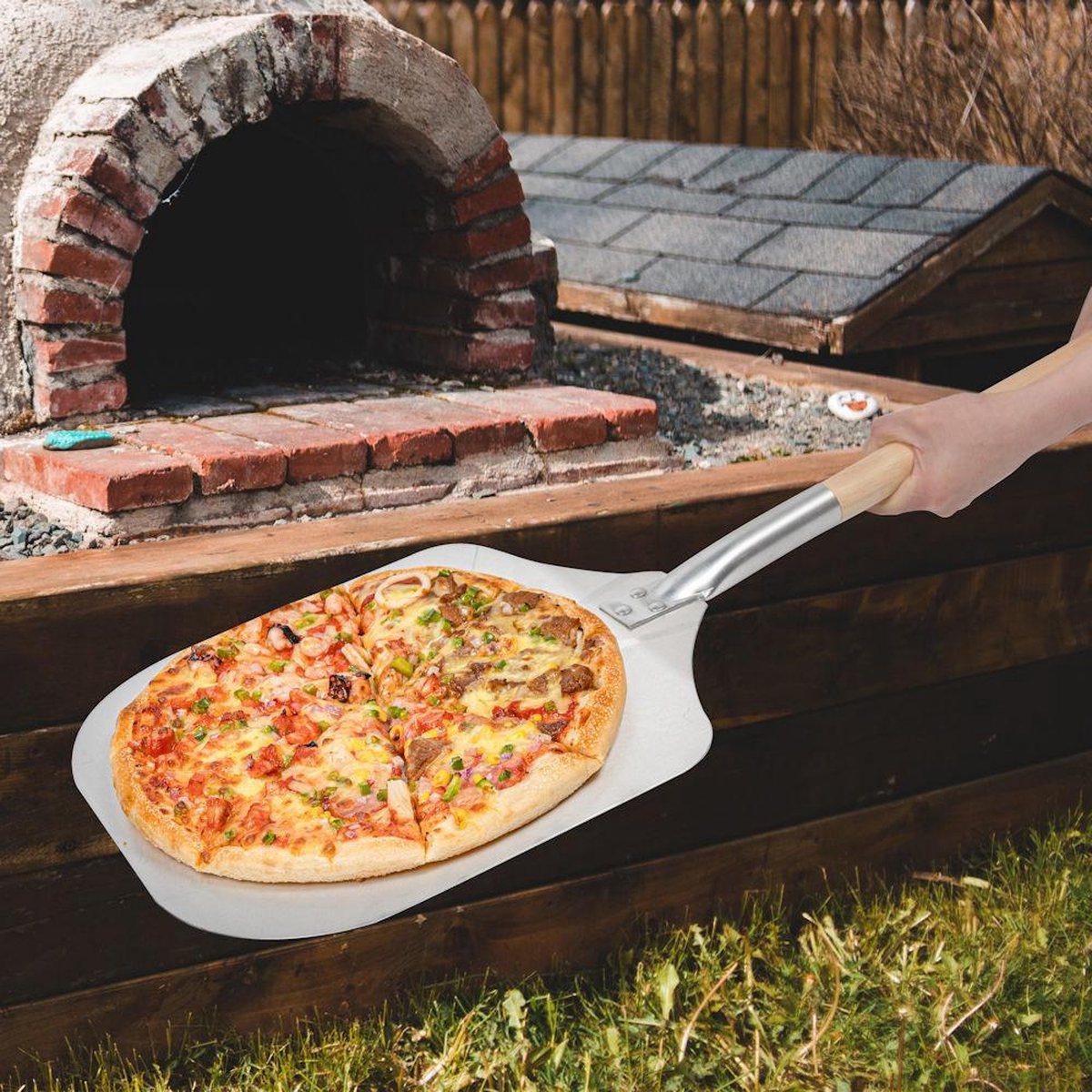 Pelle à Pizza Decopatent® - Pelle à Pizza Ronde avec Manche Long en Bois  (80cm) 