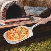 Decopatent® Pizzaschep - Vierkante pizzaschep met lang houten Handvat (80cm) - Pizzaspatel Hout / Rvs metaal - VIERKANT