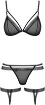 Obsessive BH, Slip en Jarretel - Erotische Lingerieset - One Size - Zwart