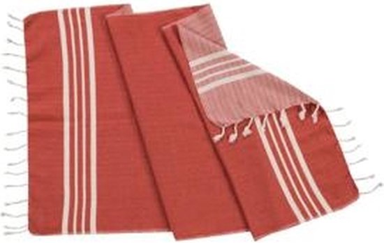 Kleine Hamamdoek Krem Sultan Brick Red - 100x50cm - dunne katoenen handdoek - sneldrogende saunahanddoek (niet geschikt als lendendoek)