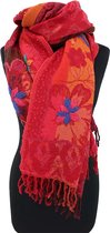 Rode wollen kasjmier sjaal - 180 x 70 cm - 100% wol - omslagdoek