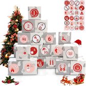 Adventskalender om te vullen, 24 kerstkalenderdozen, adventskalender geschenkdoos met 24 kerstnummerstickers, voor kerstversiering