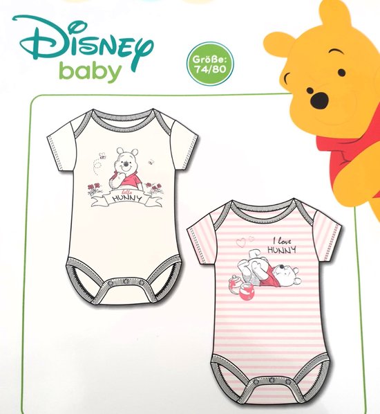 Geloofsbelijdenis kleding Prestatie Disney Baby Winnie the Pooh Romper - 2 stuks - Maat 74/80 | bol.com