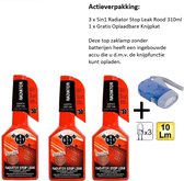 5 in 1 Radiator Stop Leak Rood - 310 ml - 3 Stuks + Zaklamp/Knijpkat