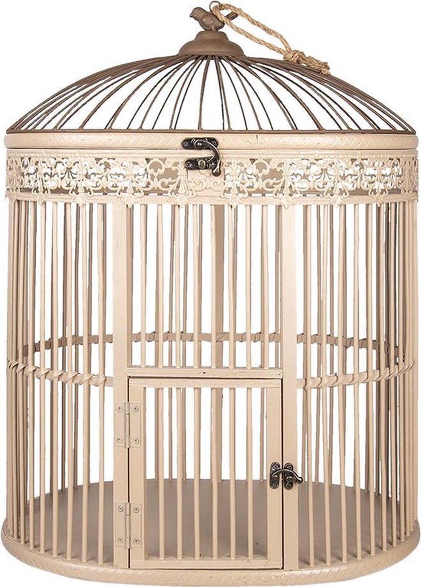 Santex Decoratieve vogelkooi in roségoud vintage volière als decoratie/cadeaukaartbox/tafeldecoratie