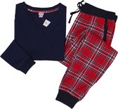 La-V pyjama sets voor Meisjes  met  jogging broek van flanel  Donkerblauw/rood 164-170