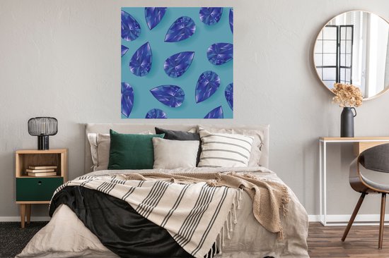 Affiche une illustration de pierres précieuses bleu foncé 100x100 cm - Tirage photo sur Poster (décoration murale salon / chambre) / Poster Stone
