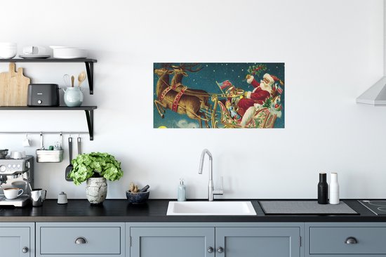 Affiche Noël - Hiver - Vintage - 80x40 cm - Décoration de Décorations de Noël de Noël pour l'intérieur - Noël