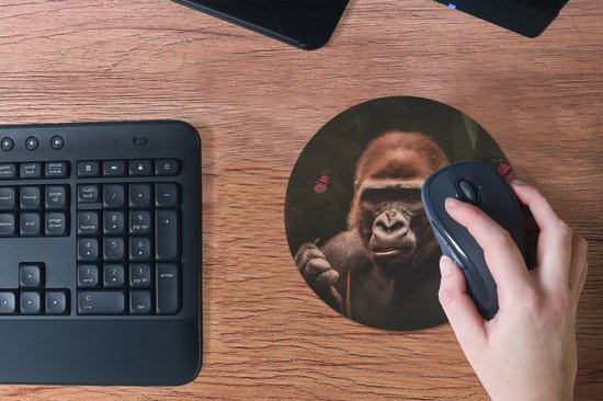 Muismat rond 20x20 cm - Mousepad Dieren - Vlinder - Aap - Ronde muismatten