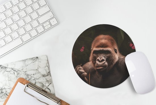 Muismat rond 20x20 cm - Mousepad Dieren - Vlinder - Aap - Ronde muismatten