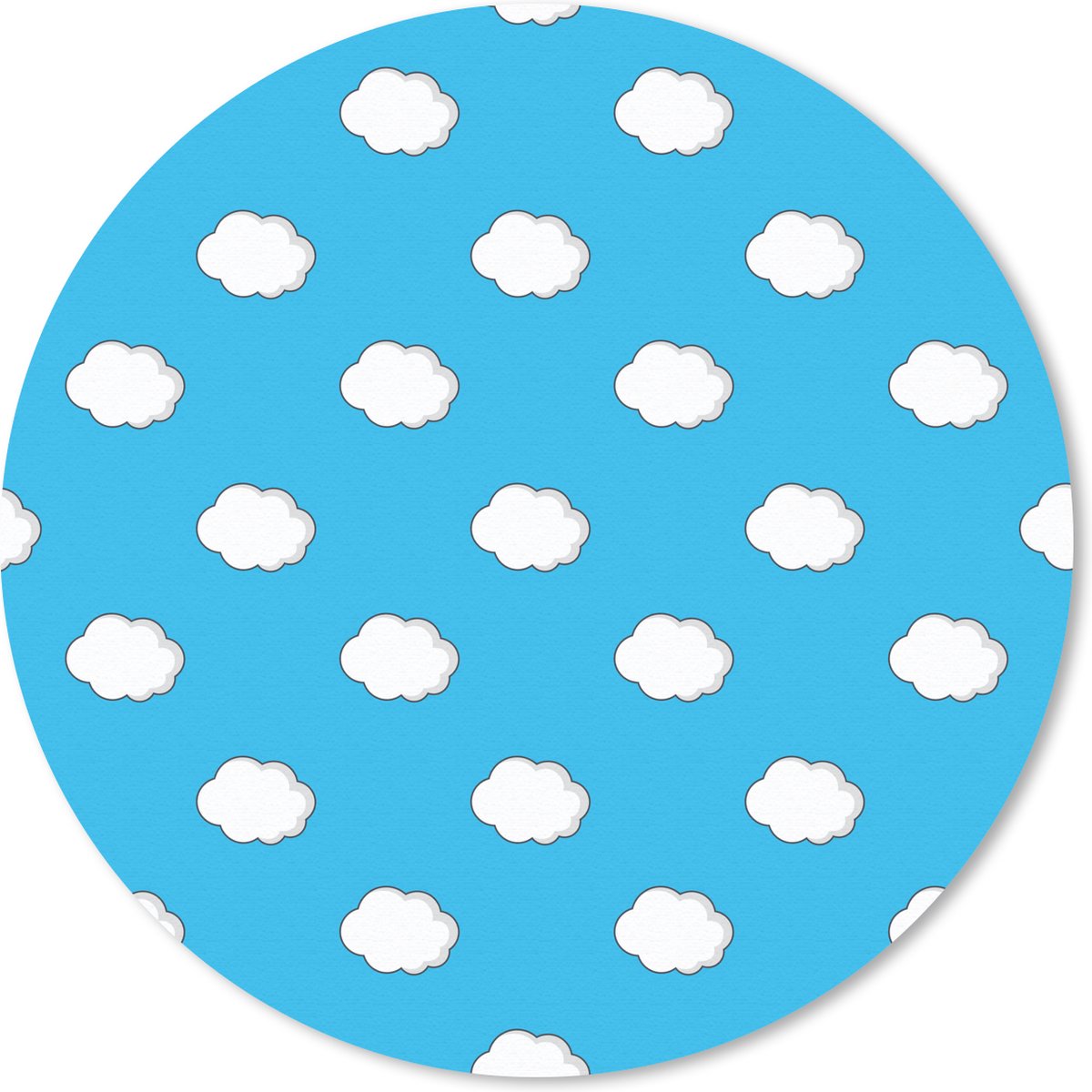 Muismat rond 20x20 cm - Mousepad Zomer - Wolken - Blauw - Ronde muismatten