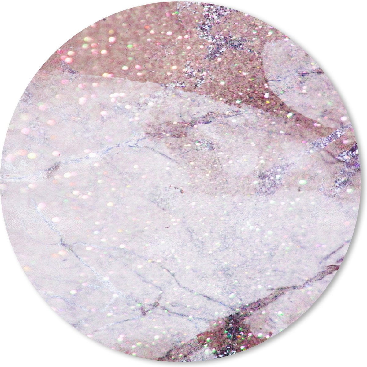 Muismat rond 30x30 cm - Mousepad Marmer - Roze - Glitter - Ronde muismatten