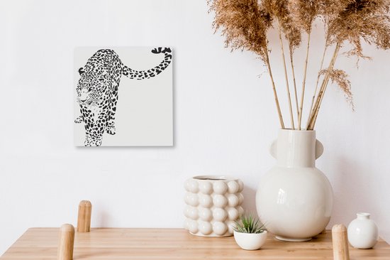 Une illustration d'une toile léopard rampante 20x20 cm - petit - Tirage photo sur toile (Décoration murale salon / chambre) / Animaux sauvages Peintures sur toile