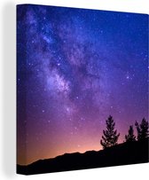 Voie lactée violette sur une zone de montagne 20x20 cm - petit - Tirage photo sur toile (Décoration murale salon / chambre)