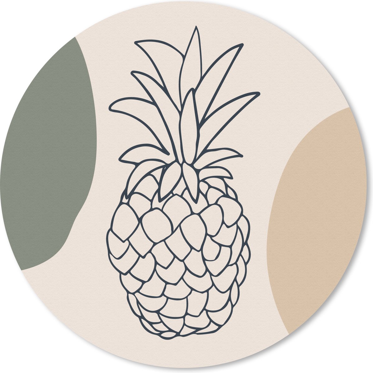 Muismat rond 20x20 cm - Mousepad Fruit - Pastel - Ananas - Ronde muismatten