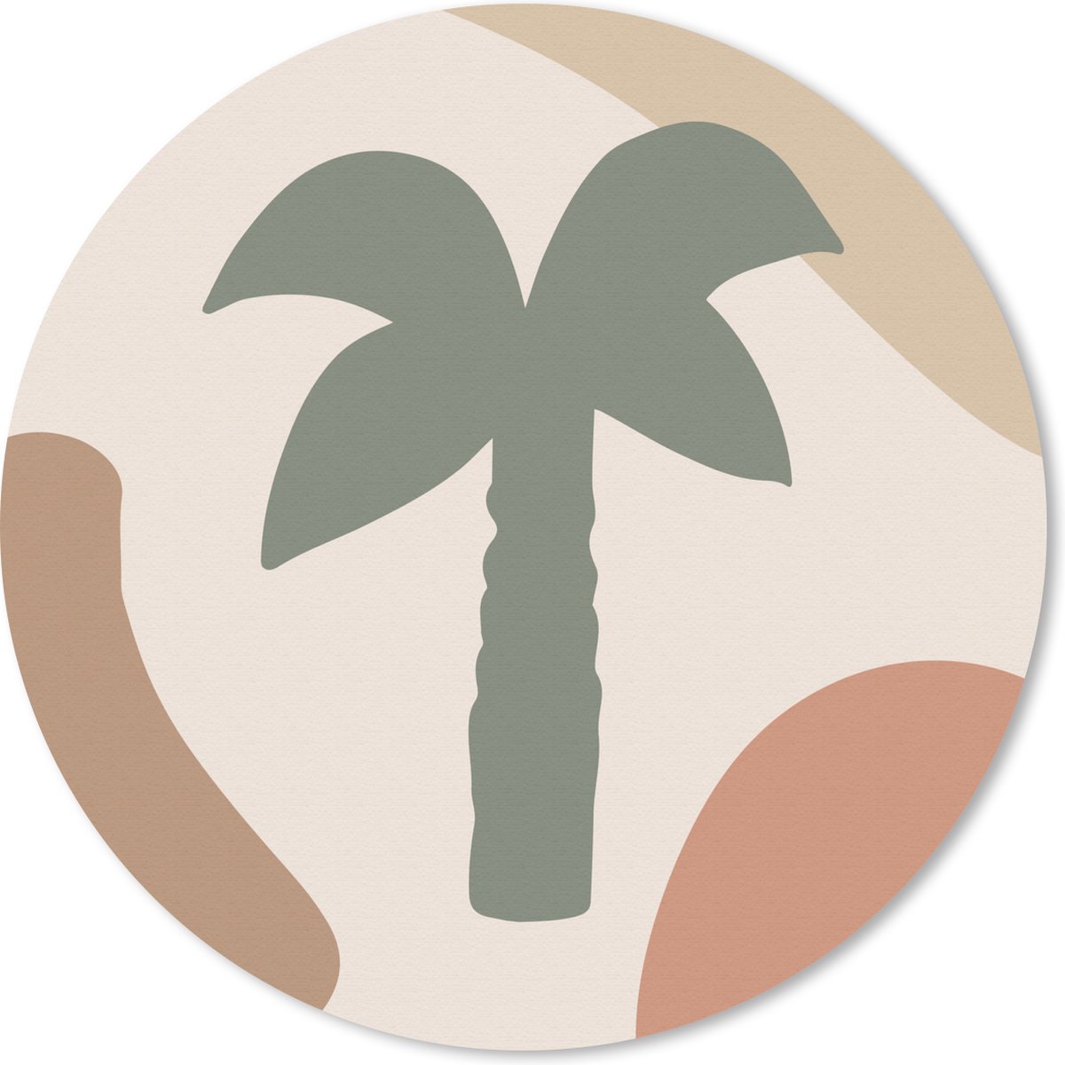Muismat rond 20x20 cm - Mousepad Palmboom - Pastel - Zomer - Ronde muismatten