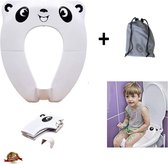 WC Verkleiner - Wit Panda Ontwerp - Toilettrainer - Opvouwbare Toilet Zitje - Toiletbril Verkleiner - Kinder WC Bril